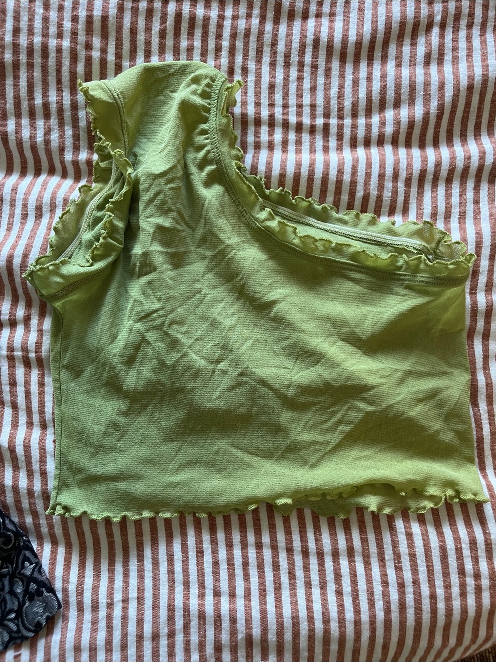 Lime Green One-Shoulder Ruffled Top - Picture 3 of 3